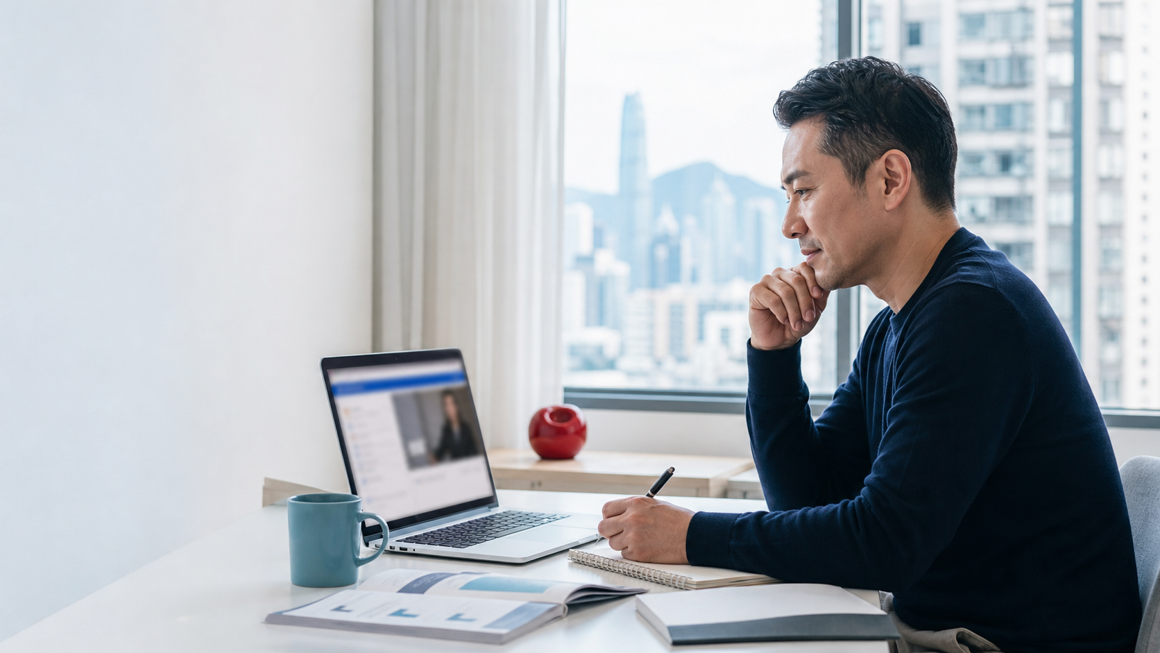 Adult learner studying online